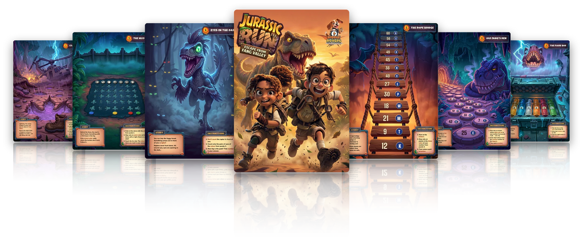 Jurassic Run: cover and puzzle pages