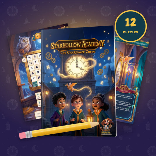 Starhollow Academy printable puzzle adventure booklet with puzzle pages